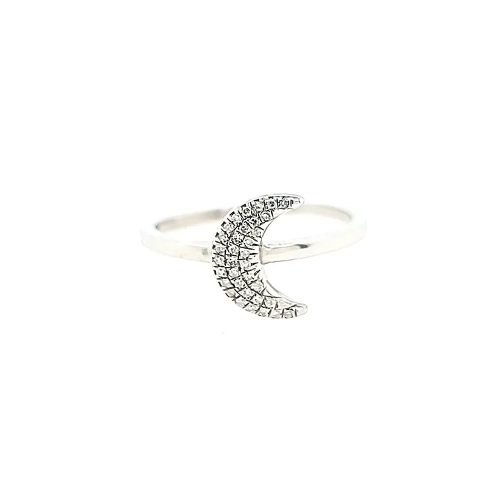 Ella Stein Rings Ella Stein SS Diamond Crescent Moon Ring SI1982