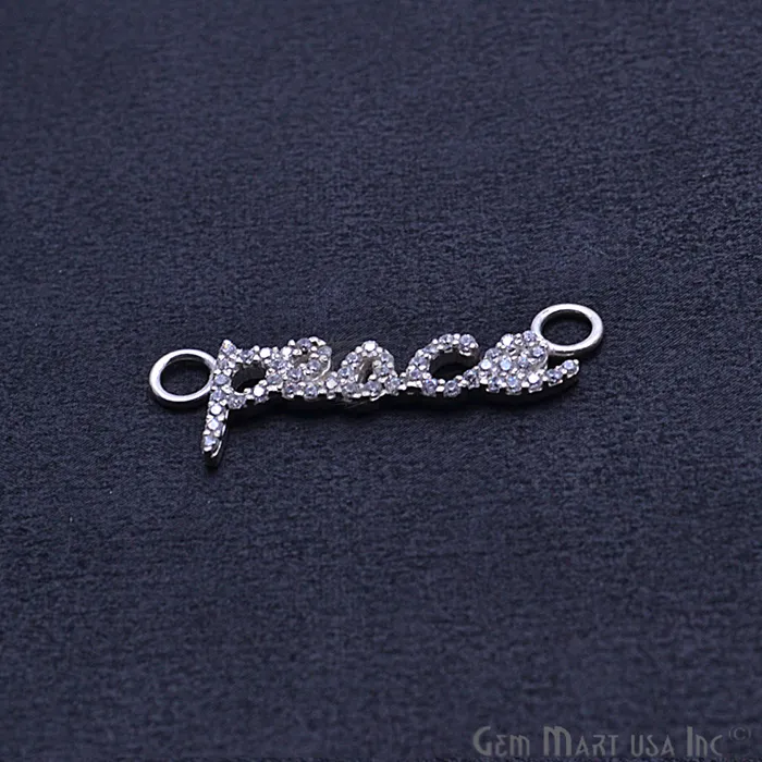 GemmartUSA Bracelets Cubic Zircon Pave Peace Silver Charm For Bracelet Pendants GemmartUSA Bracelets Cubic Zircon Pave Peace Silver Charm For Bracelet Pendants