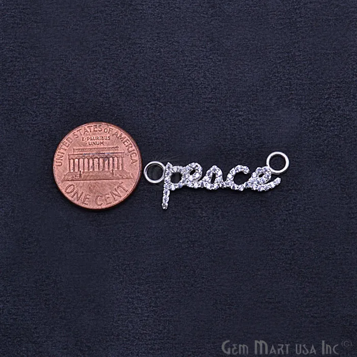 GemmartUSA Bracelets Cubic Zircon Pave Peace Silver Charm For Bracelet Pendants GemmartUSA Bracelets Cubic Zircon Pave Peace Silver Charm For Bracelet Pendants
