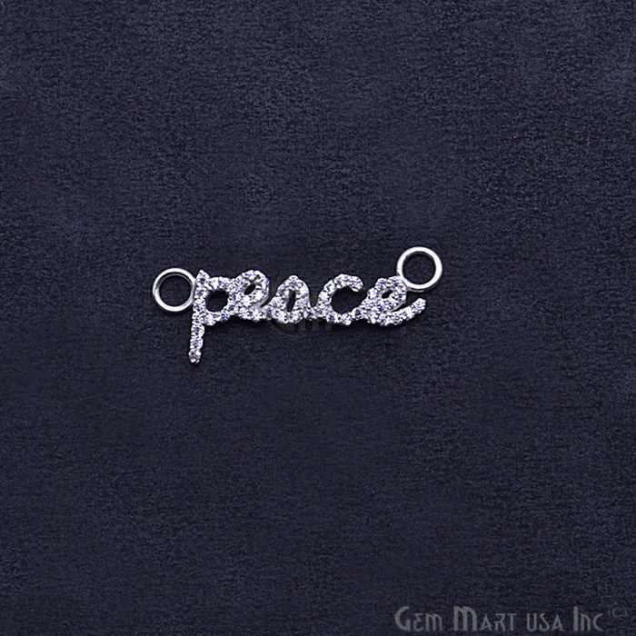 GemmartUSA Bracelets Cubic Zircon Pave Peace Silver Charm For Bracelet Pendants GemmartUSA Bracelets Cubic Zircon Pave Peace Silver Charm For Bracelet Pendants