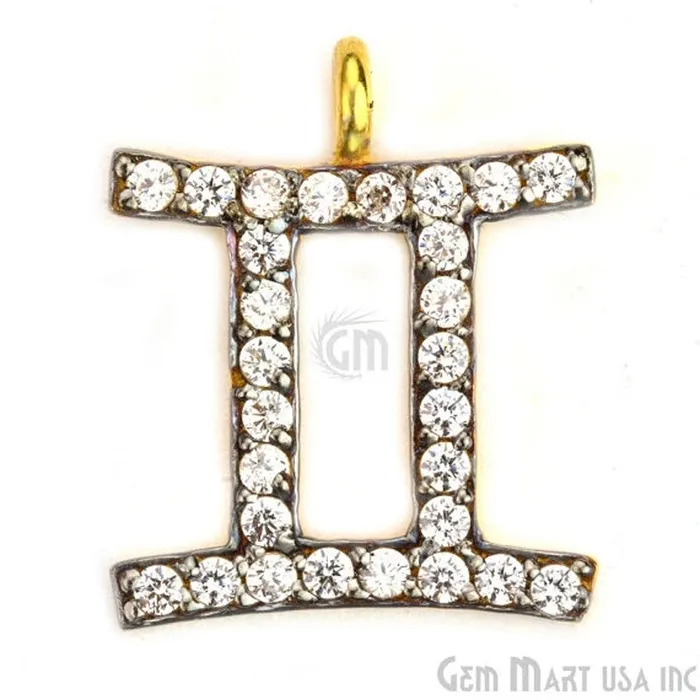 GemmartUSA Bracelets Gemini CZ Pave Gold Vermeil Charm for Bracelet Pendants GemmartUSA Bracelets Gemini CZ Pave Gold Vermeil Charm for Bracelet Pendants