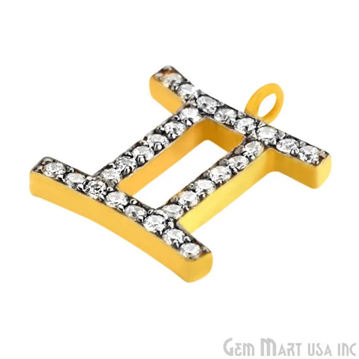 GemmartUSA Bracelets Gemini CZ Pave Gold Vermeil Charm for Bracelet Pendants GemmartUSA Bracelets Gemini CZ Pave Gold Vermeil Charm for Bracelet Pendants
