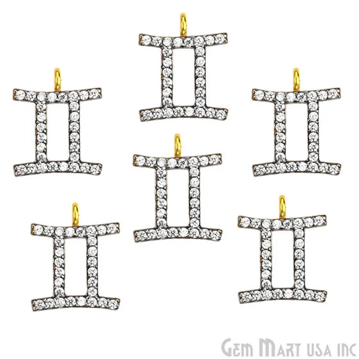 GemmartUSA Bracelets Gemini CZ Pave Gold Vermeil Charm for Bracelet Pendants GemmartUSA Bracelets Gemini CZ Pave Gold Vermeil Charm for Bracelet Pendants