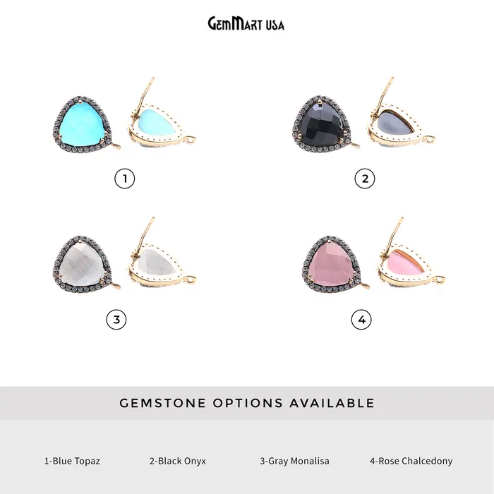 GemmartUSA Earrings DIY Gemstone Cubic Zircon 15x12mm Gold Plated Loop Connector Stud Earrings GemmartUSA Earrings DIY Gemstone Cubic Zircon 15x12mm Gold Plated Loop Connector Stud Earrings