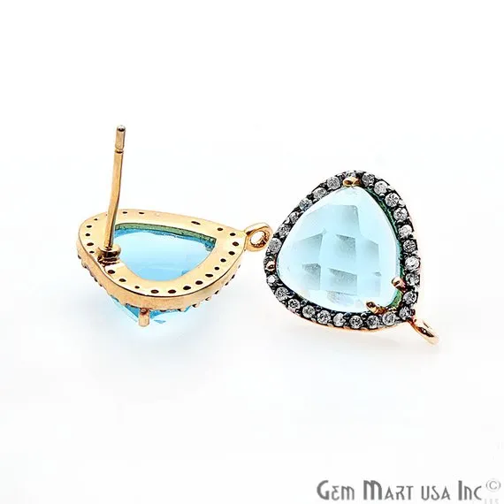 GemmartUSA Earrings DIY Gemstone Cubic Zircon 15x12mm Gold Plated Loop Connector Stud Earrings GemmartUSA Earrings DIY Gemstone Cubic Zircon 15x12mm Gold Plated Loop Connector Stud Earrings
