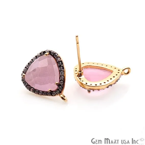 GemmartUSA Earrings DIY Gemstone Cubic Zircon 15x12mm Gold Plated Loop Connector Stud Earrings GemmartUSA Earrings DIY Gemstone Cubic Zircon 15x12mm Gold Plated Loop Connector Stud Earrings