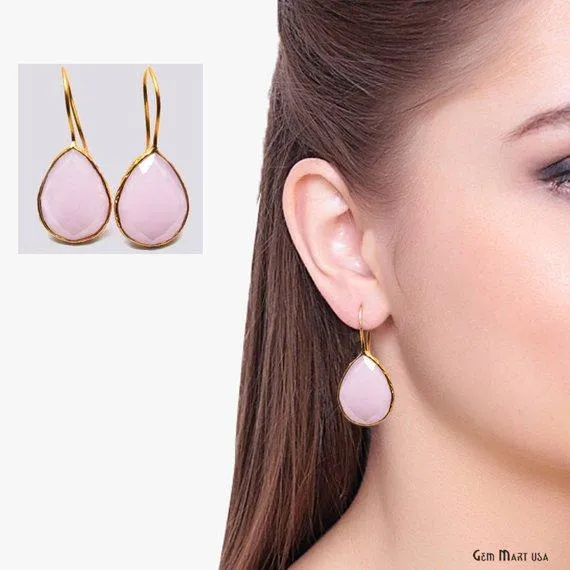 GemMartUSA Earrings Pear 17x13mm Gold Gemstone Hook Earrings 1 Pair Pick your Gemstone