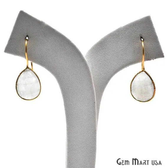 GemMartUSA Earrings Pear 17x13mm Gold Gemstone Hook Earrings 1 Pair Pick your Gemstone