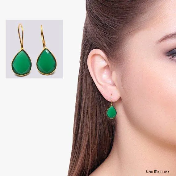 GemMartUSA Earrings Pear 17x13mm Gold Gemstone Hook Earrings 1 Pair Pick your Gemstone