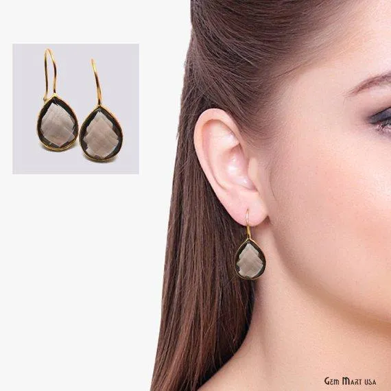 GemMartUSA Earrings Pear 17x13mm Gold Gemstone Hook Earrings 1 Pair Pick your Gemstone