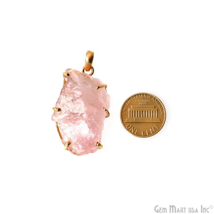 GemMartUSA Necklaces Natural Morganite Organic 38x20mm Gold Plated Prong Setting Single Bail Gemstone Pendant GemMartUSA Necklaces Natural Morganite Organic 38x20mm Gold Plated Prong Setting Single Bail Gemstone Pendant