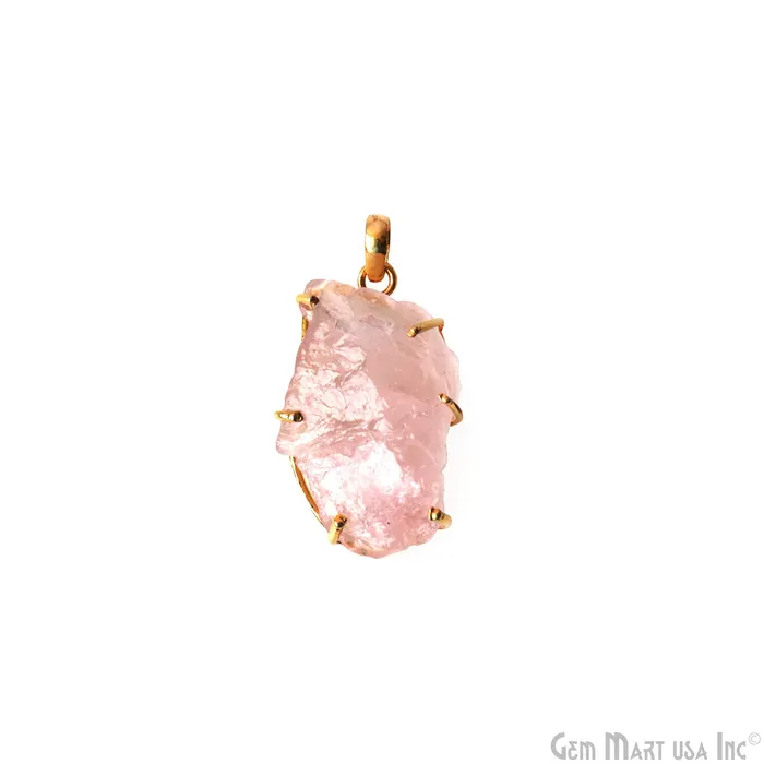 GemMartUSA Necklaces Natural Morganite Organic 38x20mm Gold Plated Prong Setting Single Bail Gemstone Pendant GemMartUSA Necklaces Natural Morganite Organic 38x20mm Gold Plated Prong Setting Single Bail Gemstone Pendant