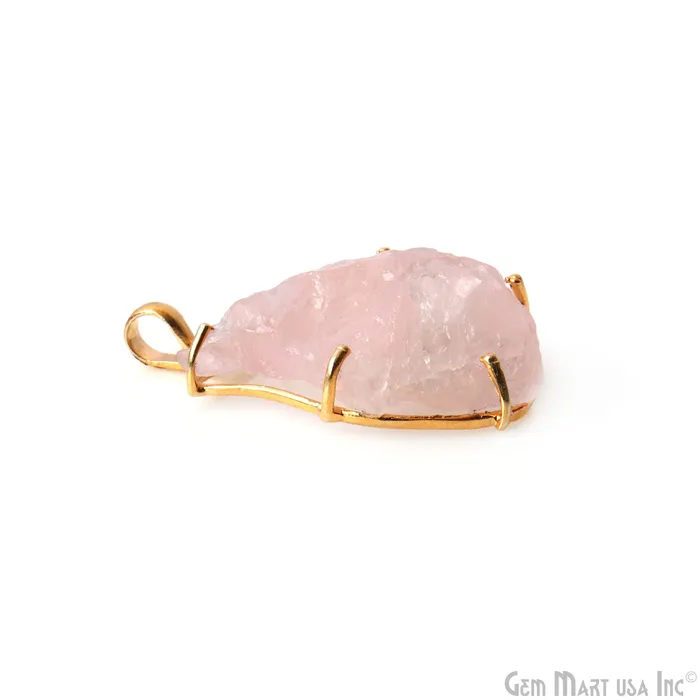 GemMartUSA Necklaces Natural Morganite Organic 38x20mm Gold Plated Prong Setting Single Bail Gemstone Pendant GemMartUSA Necklaces Natural Morganite Organic 38x20mm Gold Plated Prong Setting Single Bail Gemstone Pendant
