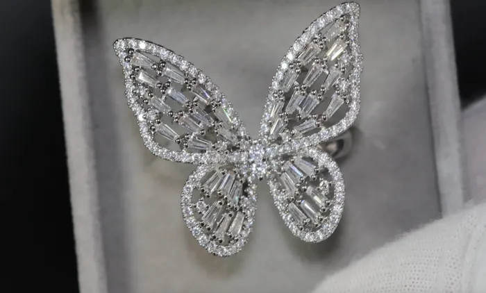 Lab Diamonds London Rings Diamond Butterfly Ring Womens Butterfly Ring Baguette Diamond Butterfly Ring