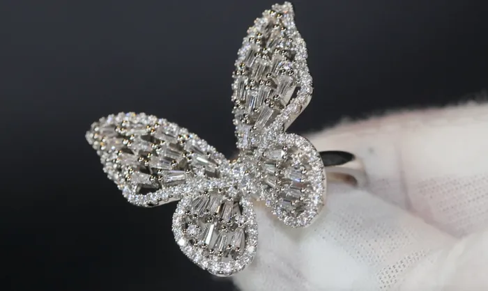 Lab Diamonds London Rings Diamond Butterfly Ring Womens Butterfly Ring Baguette Diamond Butterfly Ring