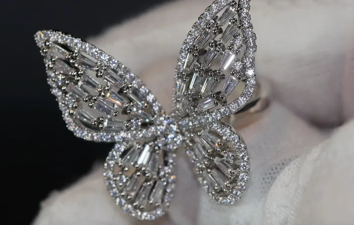 Lab Diamonds London Rings Diamond Butterfly Ring Womens Butterfly Ring Baguette Diamond Butterfly Ring