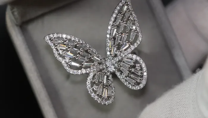 Lab Diamonds London Rings Diamond Butterfly Ring Womens Butterfly Ring Baguette Diamond Butterfly Ring