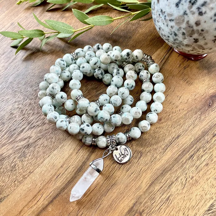 Lily Rose Jewelry Bracelets Kiwi Jasper SelfNurture Tranquility 108 Stretch Mala Necklace Bracelet