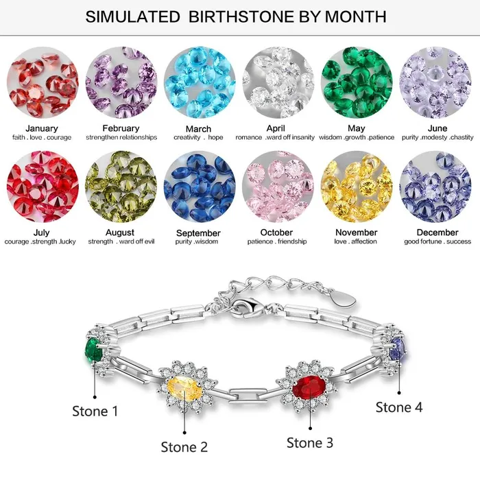 Necklaces Personalized Sparkling Cubic Zirconia Flower Bracelets and Bangles with Customized Birthstone Personalized Jewel