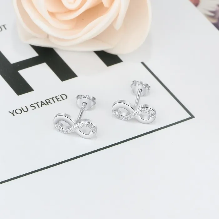 Personalized Jewel Earrings Infinity Love 925 Sterling Silver Cubic Zirconia Stud Earrings Trendy Party Accessories Earrings for Women