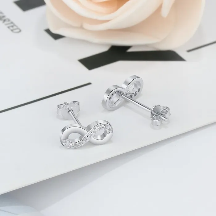 Personalized Jewel Earrings Infinity Love 925 Sterling Silver Cubic Zirconia Stud Earrings Trendy Party Accessories Earrings for Women