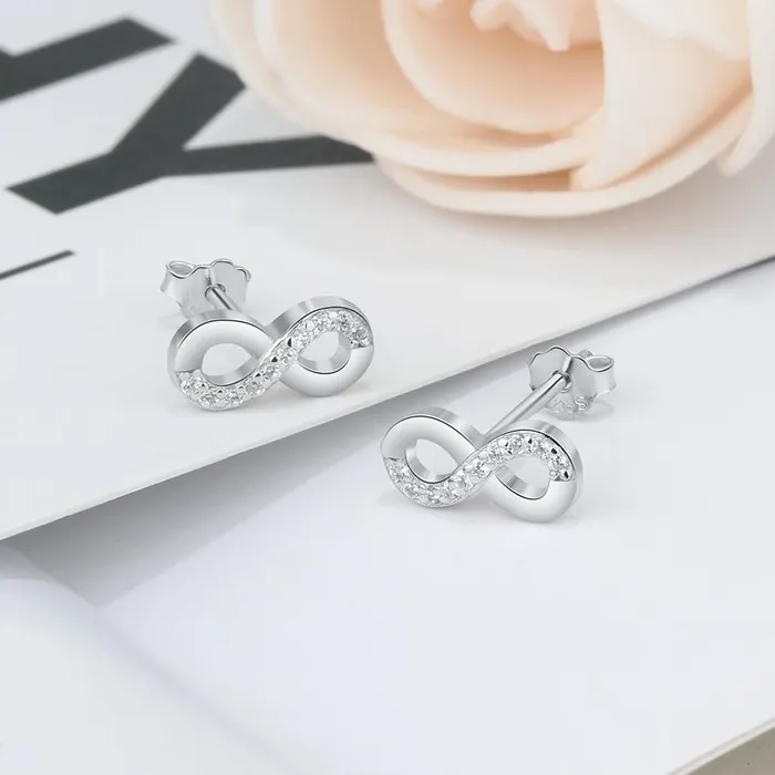 Personalized Jewel Earrings Infinity Love 925 Sterling Silver Cubic Zirconia Stud Earrings Trendy Party Accessories Earrings for Women