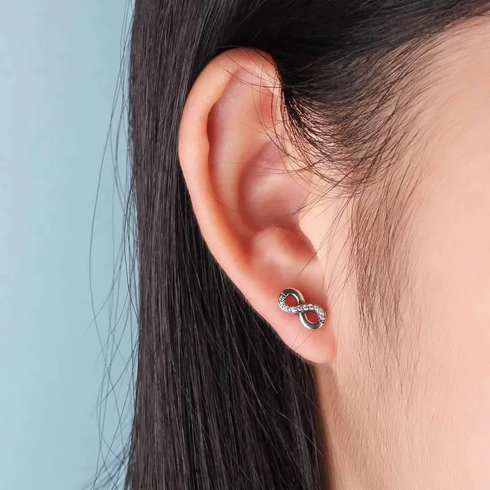 Personalized Jewel Earrings Infinity Love 925 Sterling Silver Cubic Zirconia Stud Earrings Trendy Party Accessories Earrings for Women