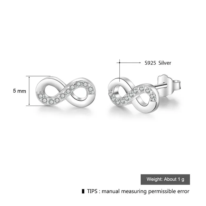 Personalized Jewel Earrings Infinity Love 925 Sterling Silver Cubic Zirconia Stud Earrings Trendy Party Accessories Earrings for Women