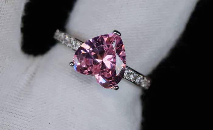 Pink Diamond Ring Pink Diamond Heart Ring Heart Diamond Engagement Ring Lab Diamonds London Rings