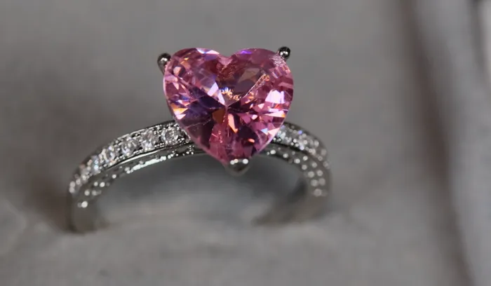Pink Diamond Ring Pink Diamond Heart Ring Heart Diamond Engagement Ring Lab Diamonds London Rings