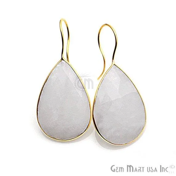 Rainbow Moonstone Gold Plated 32x22mm Pears Shape Gemstone Dangle Hook Earring RMER90237 GemMartUSA Earrings Rainbow Moonstone Gold Plated 32x22mm Pears Shape Gemstone Dangle Hook Earring RMER90237 GemMartUSA Earrings
