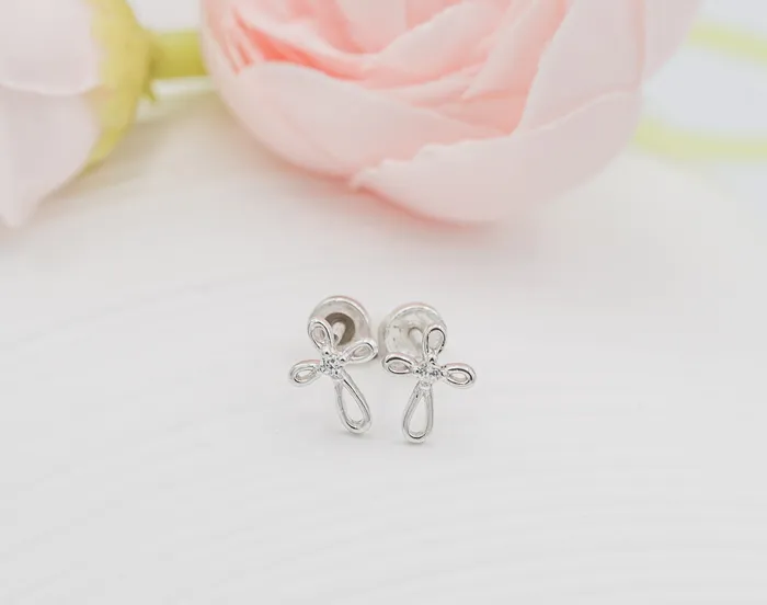 Sterling Silver Baptism Cross Earrings Cherished Moments Earrings