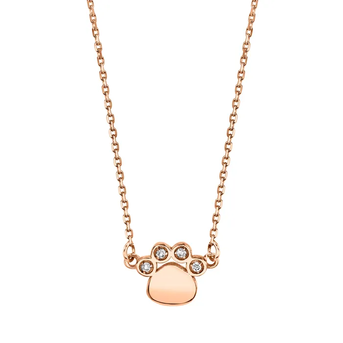 TVON Necklaces Petite VS White Diamond Paw Necklace