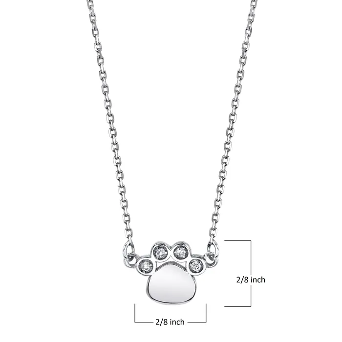 TVON Necklaces Petite VS White Diamond Paw Necklace