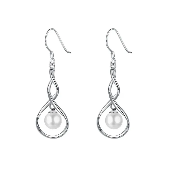 Womens 925 Sterling Silver Drop Earrings with Pearl Hypoallergenic Valentines Day Gift for Ladies Personalized Jewel Earrings Womens 925 Sterling Silver Drop Earrings with Pearl Hypoallergenic Valentines Day Gift for Ladies Personalized Jewel Earrings